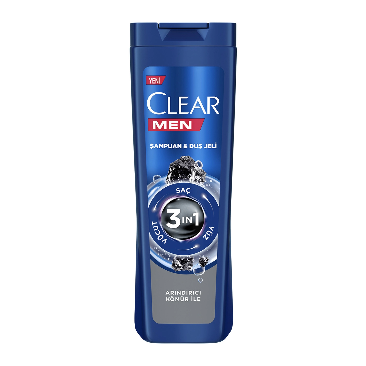Clear Men 3 in 1 Şampuan & Duş Jeli Arındırıcı Kömür Saç Yüz Vücut İçin 350 ml - Saç Bakım Güzellik